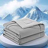 FineMay Cooling Comforter Queen Size, Double-Sided Cooling Blanket for Hot Sleepers & Night Sweats, Arc-Chill Q-Max > 0.4 Breathable Ice Blanket, Lightweight Cold Comforter (80''x90'', Light Grey)