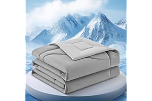 FineMay Cooling Comforter Queen Size, Double-Sided Cooling Blanket for Hot Sleepers & Night Sweats, Arc-Chill Q-Max > 0.4 Breathable Ice Blanket, Lightweight Cold Comforter (80''x90'', Light Grey)