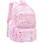 Kids Backpack for Girls Cute Rainbow Butterfly Backpacks for Teen Girls Age 8-12 Kindergarten Elementary Bookbag,Pink