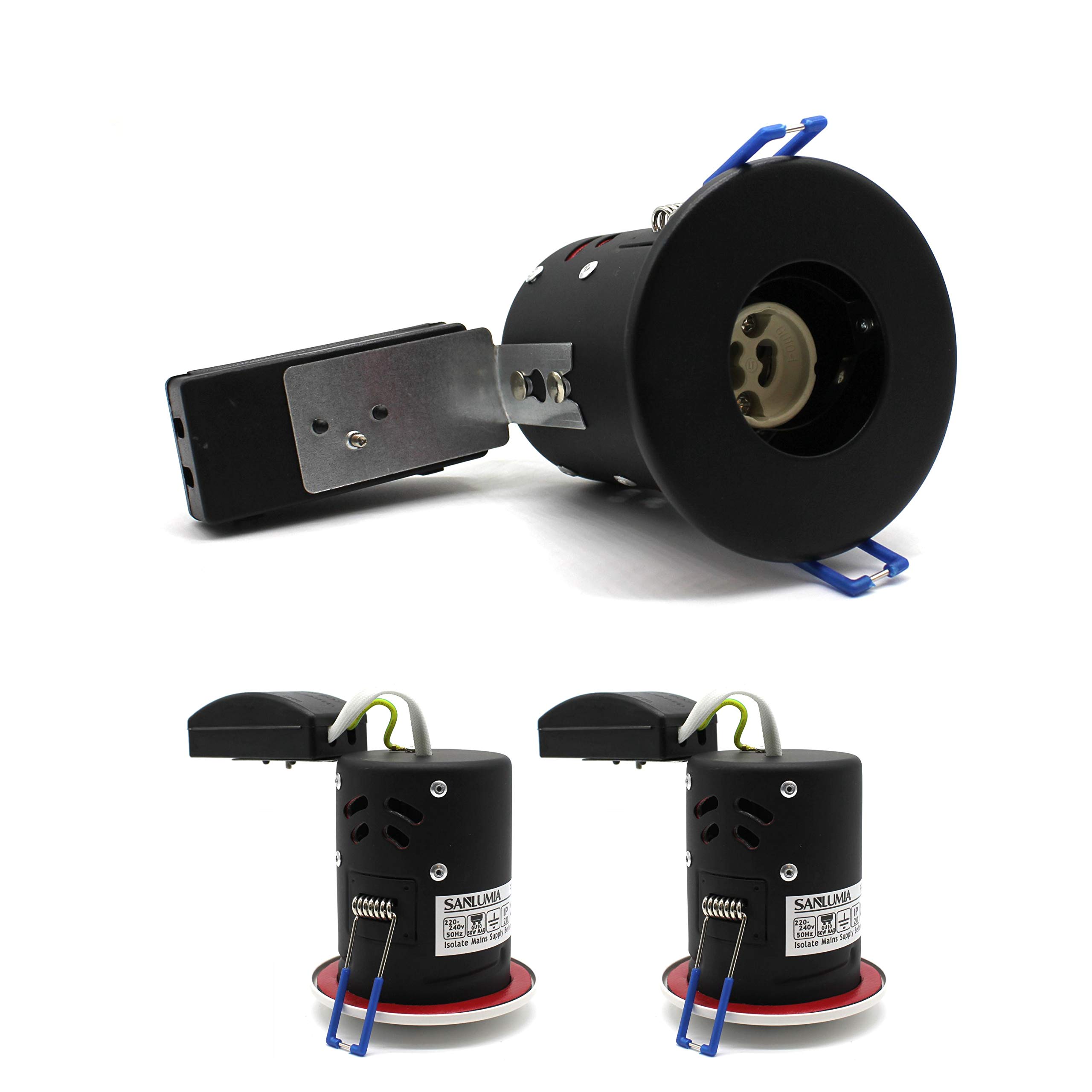 sanlumia 2 X LED Fire Rated Downlight Can GU10 Recessed Ceiling Twist & Lock Interchangeable Downlight IP20 Black