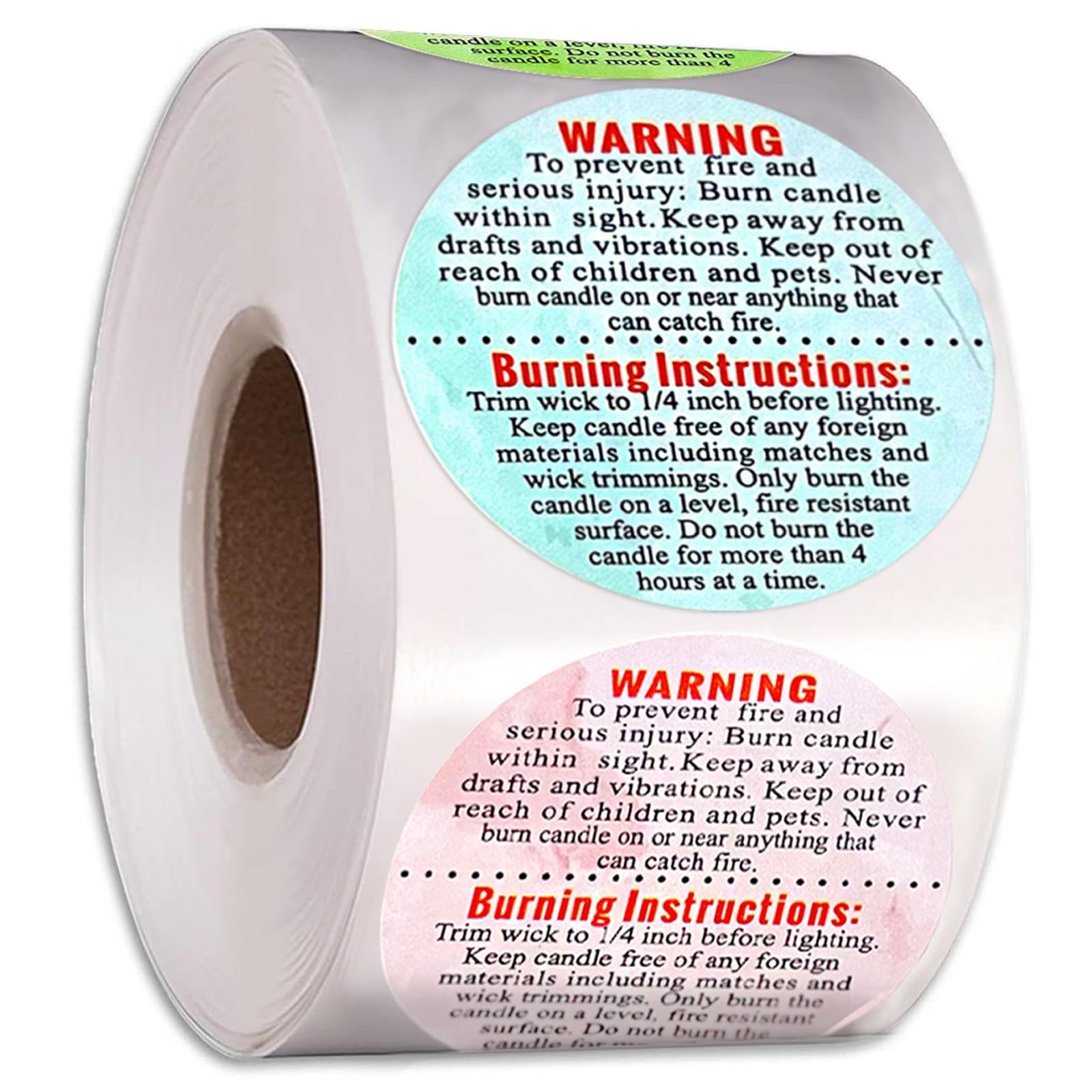 500pcs Candle Warning Labels – 1.5" Round Safety Stickers for Candle Jars, Tins, Containers – 4-Color Wax Melt Labels for Candle Making Supplies (Colors)
