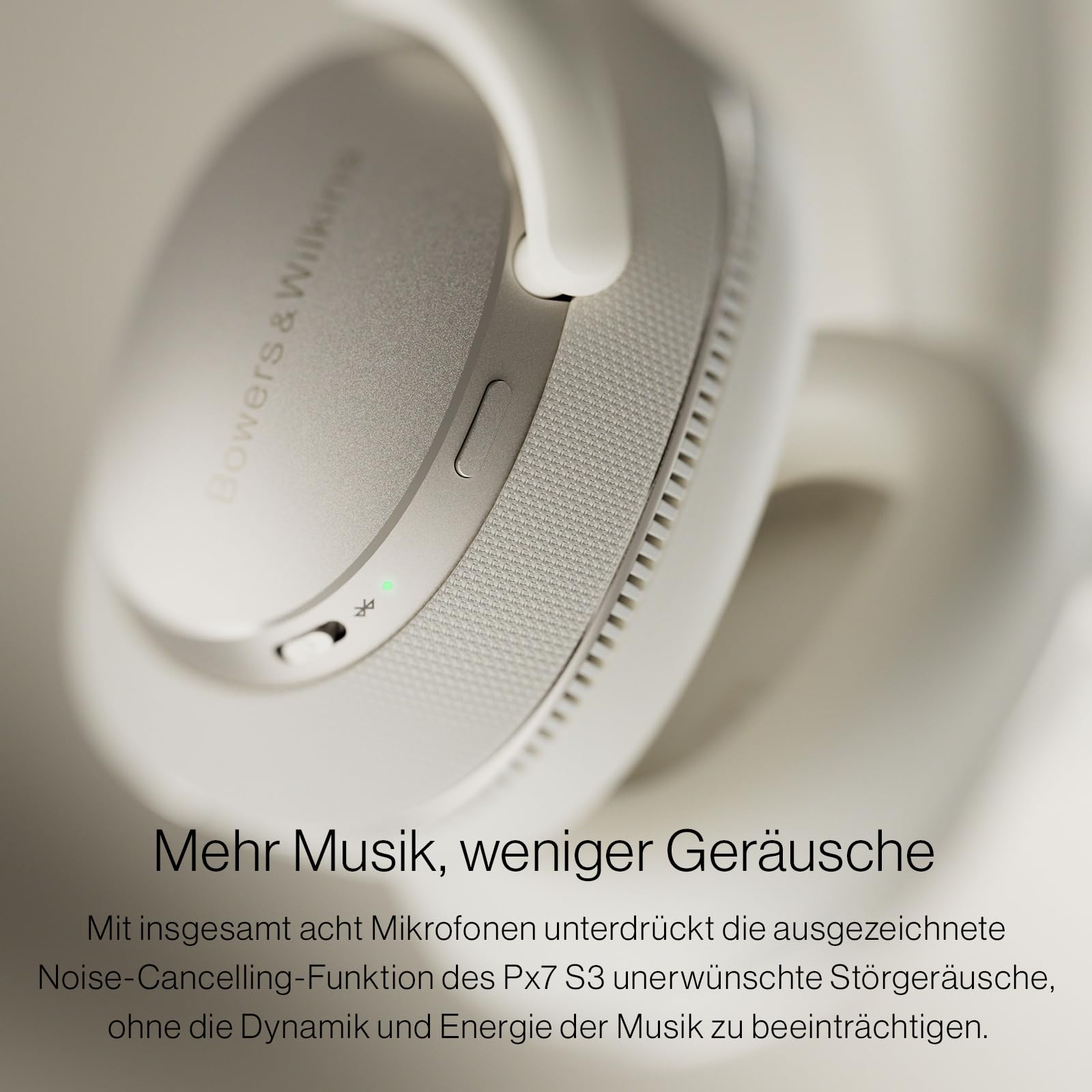 Bowers & Wilkins Px7 S3 Over-Ear-Kopfhörer mit Geräuschunterdrückung, kabellos, aptX™ Lossless, Schnellladung, 30 Stunden Wiedergabe, 8 integrierte Mikrofone - Anthrazitschwarz 3