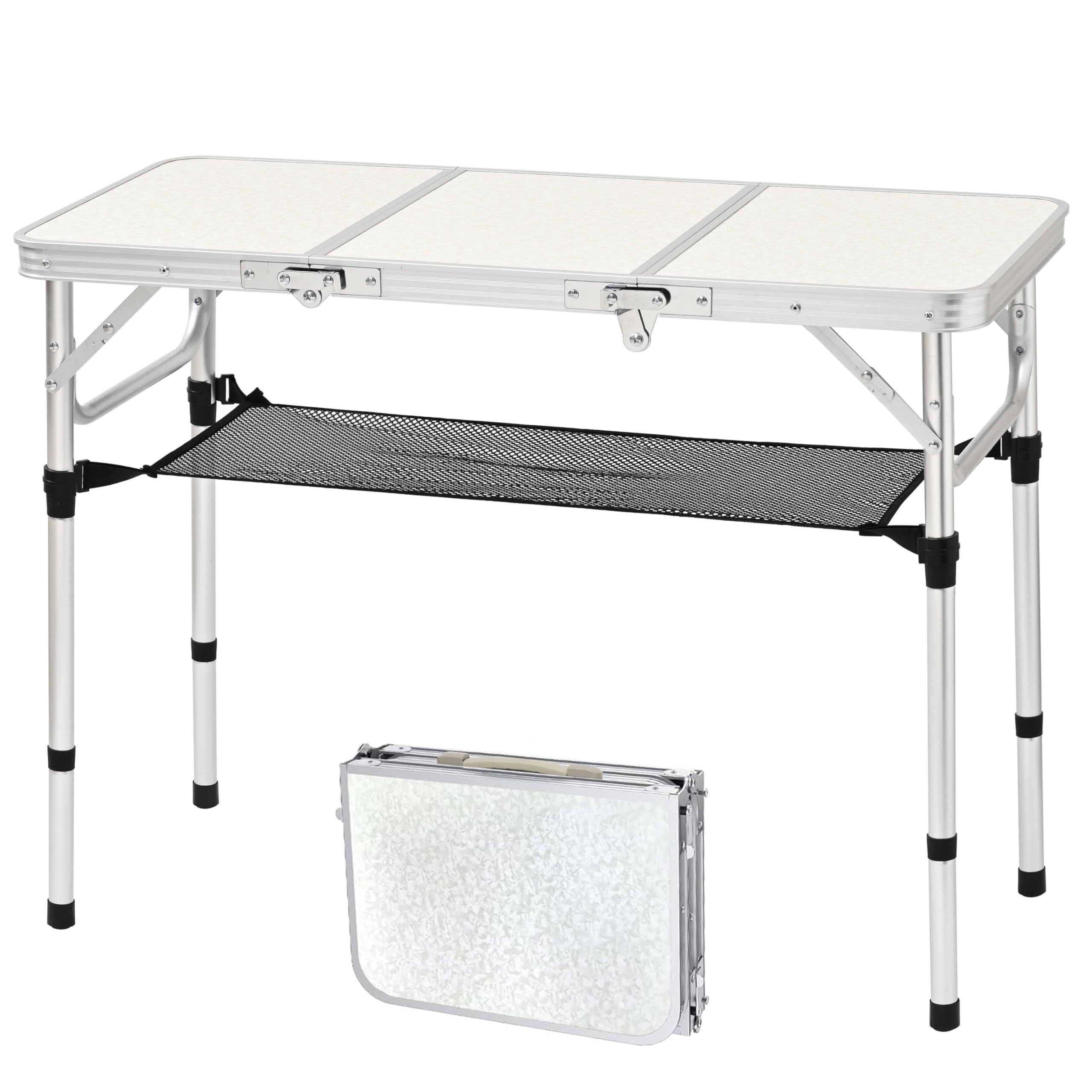 Photo 1 of Folding Camping Table, 35''L x16''W Camp Aluminum Table with Adjustable Height Legs, Indoor Outdoor Lightweight Portable Folding Dining Table for Camp Picnic Beach Cooking 3Ft?3 Heights 10"/20"/27"?