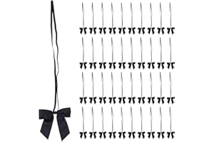 Meseey 50pcs 14 Inch Stretch Elastic Loops with Pre-Tied Black Ribbon Bows for Gift Wrapping,Baby Showers, Weddings, Christmas Boxes (14", Black)
