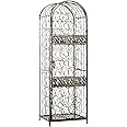 HOMCOM 45 Bottle Wrought Iron Wine Rack Jail with Lock - Antique Bronze