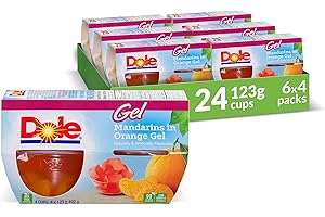 Dole Fruit Bowls Mandarin Oranges in Orange Gel, Healthy School Snacks, 123g, 24 Cups