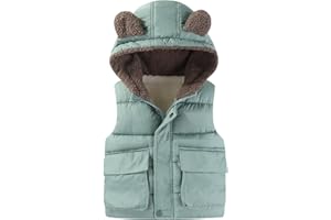 AIWUHE Toddler Boys Girls Hooded Puffer Vest Padded Warm Winter Jacket Sleeveless Bear ears Zipper Up Coat with pocket 1-7Y