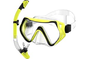 MELUMILU Snorkeling Gear for Adults, Dry Snorkel Set 180° Panoramic Wide View Anti-Fog Scuba Diving Mask, Professional Snorkel Gear for Free Breathing, Swimming, Diving