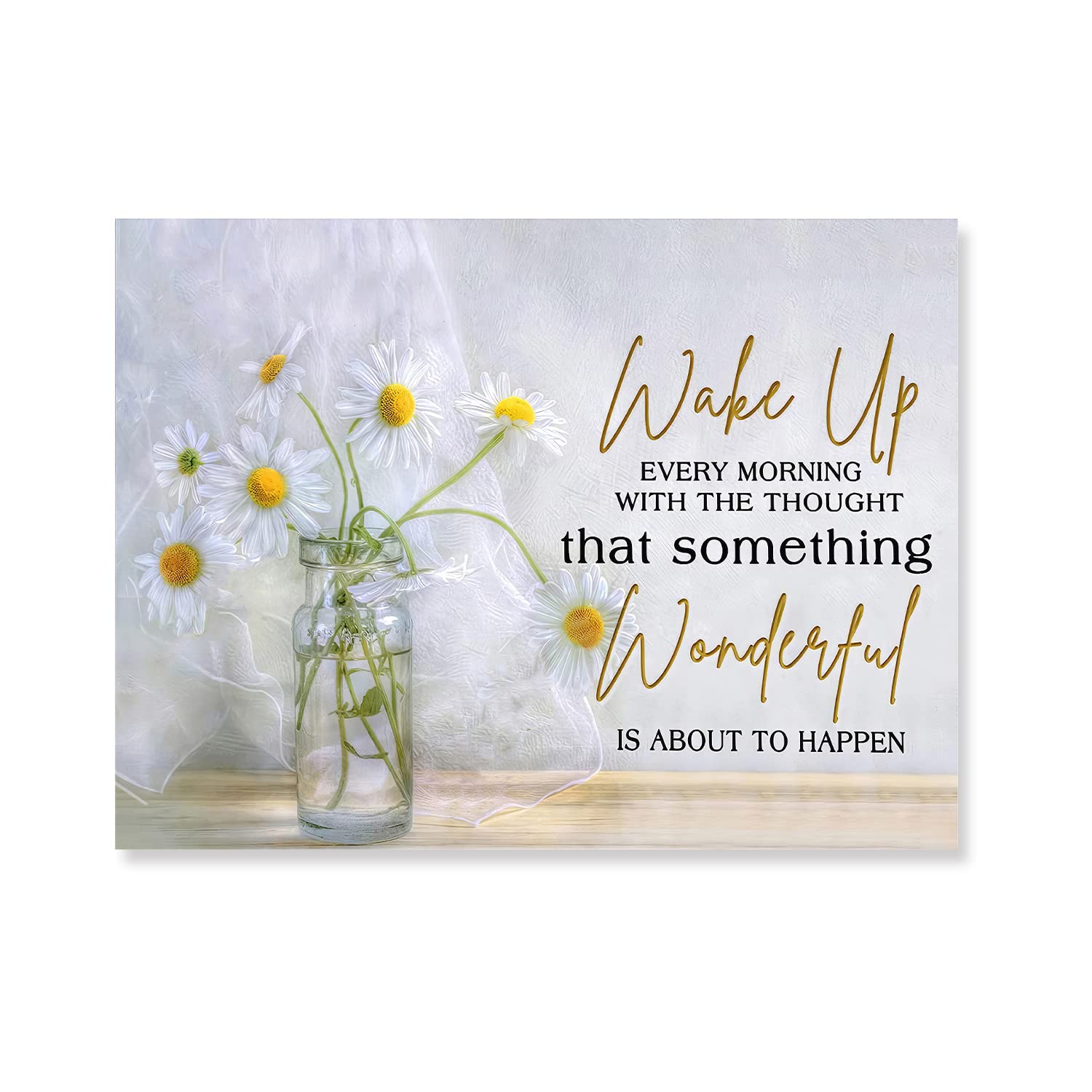 NymphFable Motivational Botanical Wall Art Poster Daisy Flower Prints, Inspirational Positive Quotes Wall Poster for Bathroom Bedroom Living Room Decor 12x16 in Unframed
