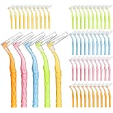 lanjue 50 Interdental Brushes, 5 Sizes Braces Brush Set Soft Dental Brushes | Non-Slip Handle Soft Bristles Angled Head Tooth Picks Floss Sticks Dental Floss Brushes for Braces Oral Cleaning Home,Travel