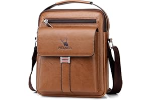 ANPTER Messenger Bag for Men Crossbody Shoulder Purse Small Vintage PU Leather Satchel Pouch Side Crossover Handbag