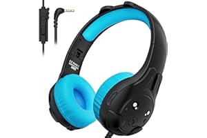 ZIUMIER Kids Headphones, with Microphone, 80/90dB Volume Limiter, Audio Sharing Port, 3.5mm Wired Toddler Headphones for School Travel