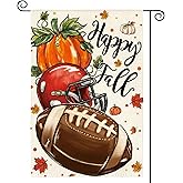 AVOIN colorlife Fall Football Garden Flag 12x18 Inch Double Sided Outside, Autumn Pumpkin Seasonal Yard Outdoor Flag