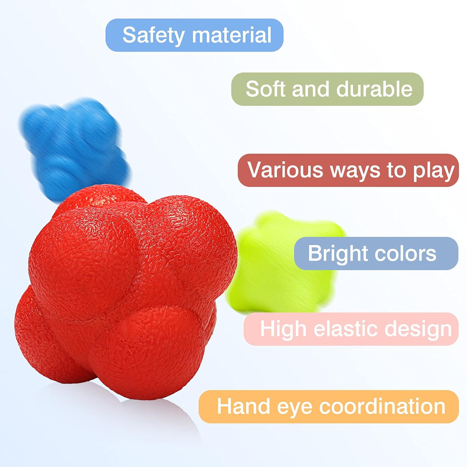 3 Pieces Reaction Balls Bounce Reaction Ball Rubber Reaction Ball Different Level Reaction Ball for Agility Reflex, Coordination Training, Hand-Eye Coordination, Blue, Red and Yellow : Sports & Outdoors