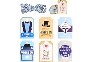 HADDIY Happy Father's Day Gift Tags,60 Pcs Father's Day Hanging Paper Tags with String Dad Labels for Gift Wrapping Supplies