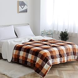 SOCHOW Buffalo Plaid Sherpa Fleece Throw