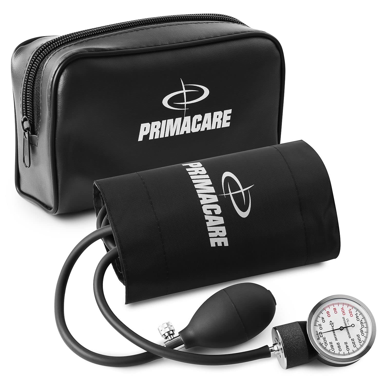 Primacare DS-9192 Classic Series Adult Size Professional Blood Pressure Kit with Aneroid Sphygmomanometer, Latex-Free Inflation System BP KIT with Nylon Cuff and stethoscope, Black