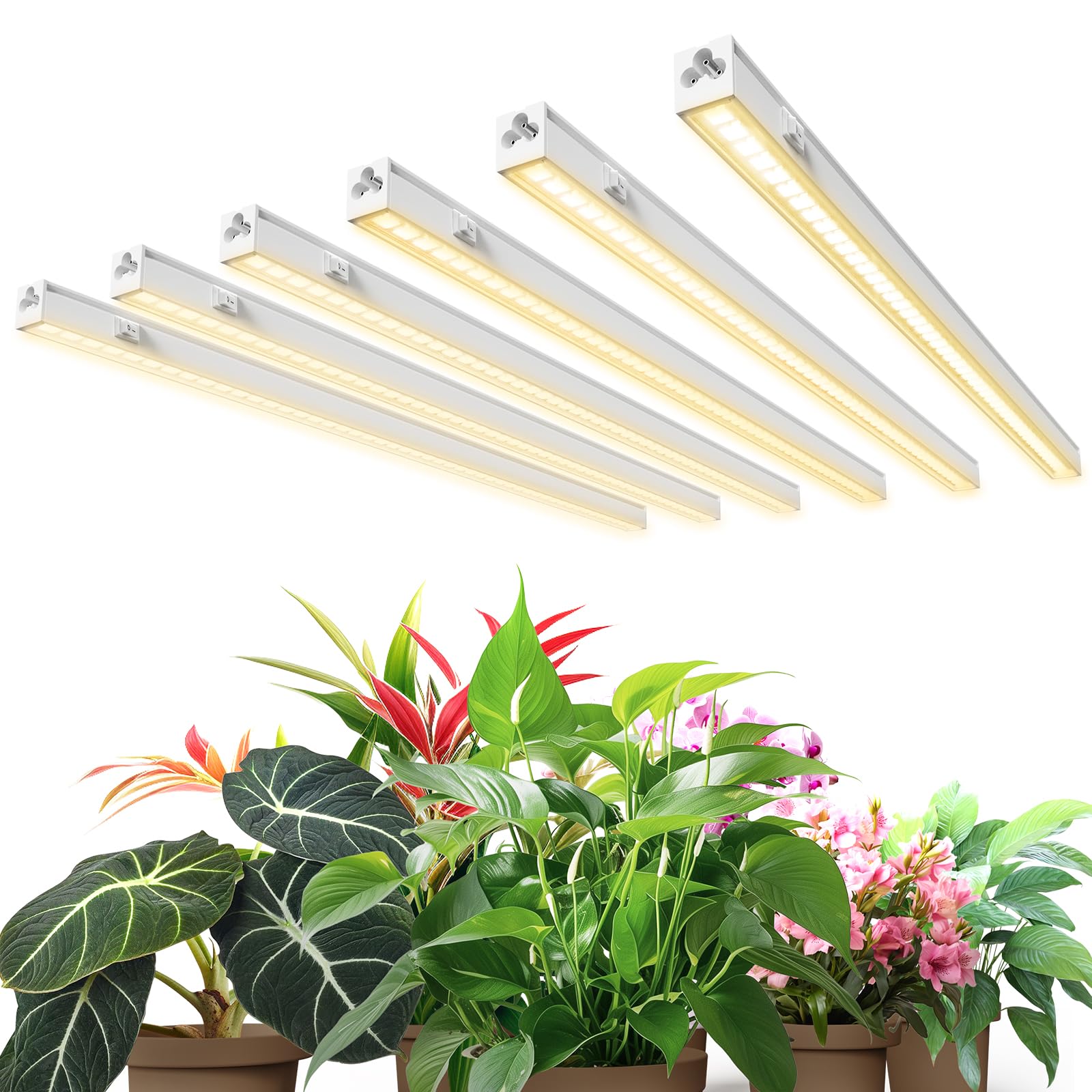 Photo 1 of Barrina T5 Pro LED Grow Lights for Indoor Plants Full Spectrum, 2FT 60W(6 x 10W) Plant Lights for Indoor Growing with Reflector Cup, Grow Light Lamp with Individual Switch, Yellow, 6 Packs
