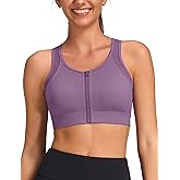 Yvette Front Zip Sports Bras for Women High Impact Mesh Racerback Full Support Sports Bra Plus Size for Running
