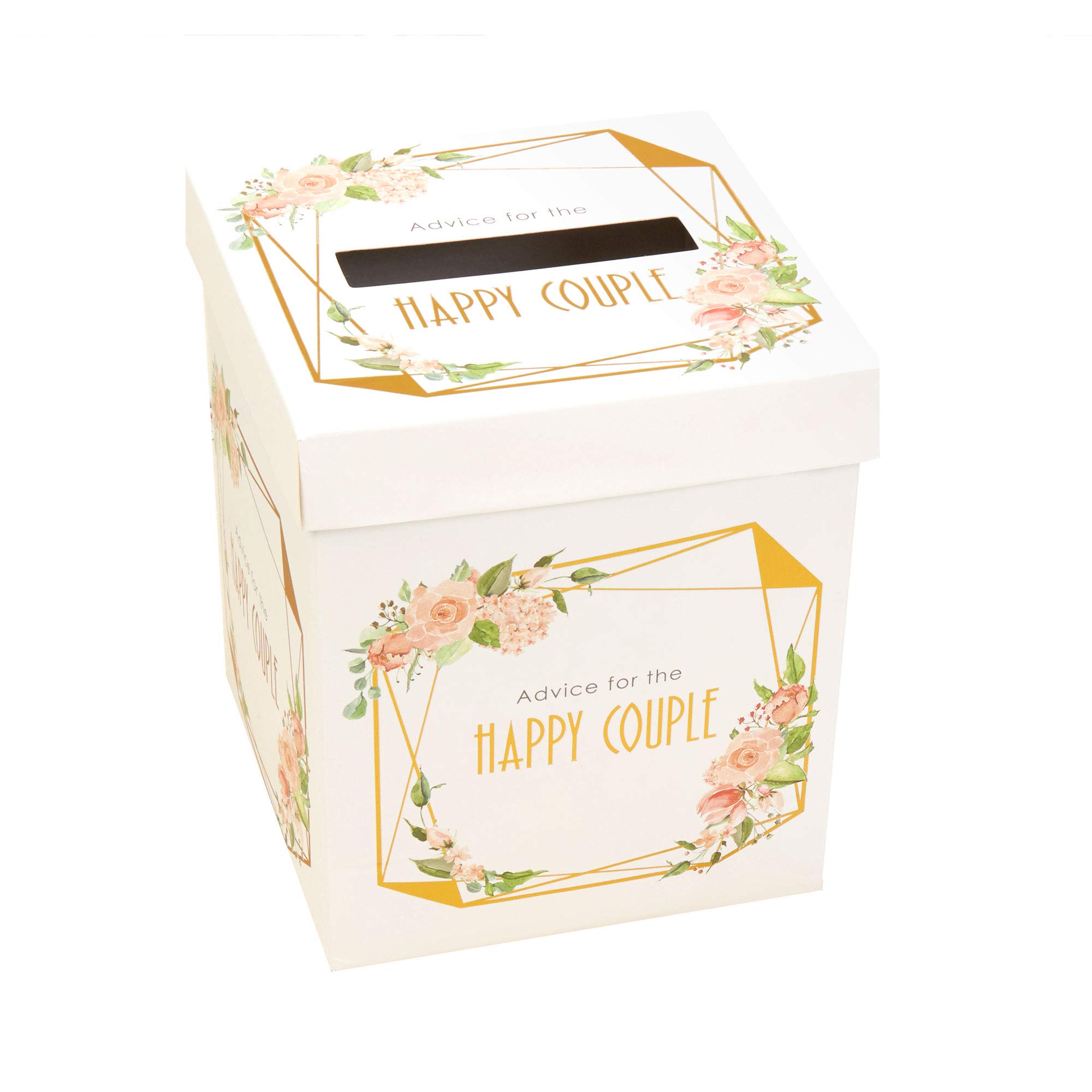 Neviti 775165 Geo Floral-Wedding Wishes Post Box, Pink/Peach/Gold, 17 x 4 x 17.2