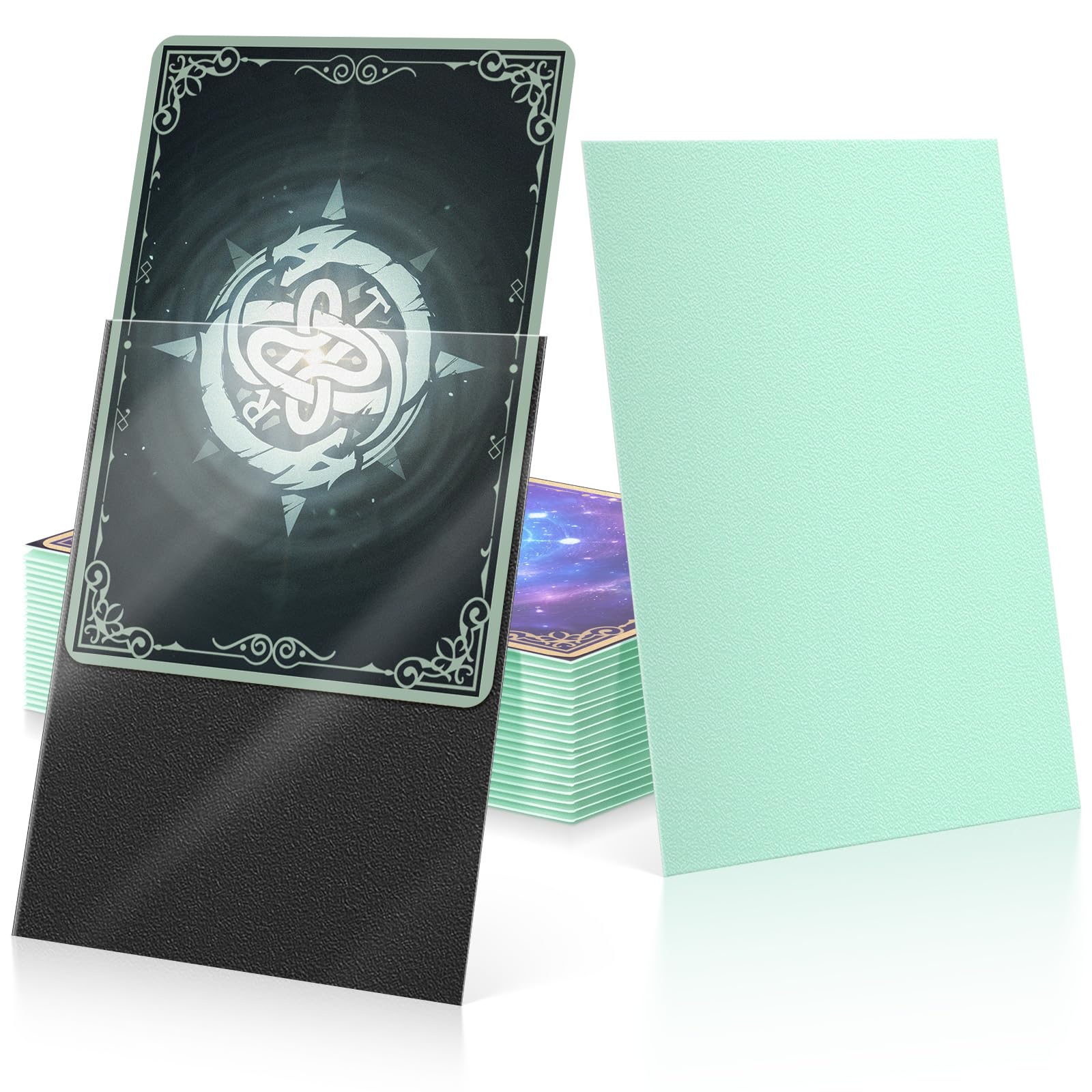 100 Pack Card Sleeves, Matte Dual Penny Trading Card Sleeves, Non-Transparent Back Soft Card Protector Sleeves for Sports, TCG, MTG and Standard Cards(Turquoise) — image 1
