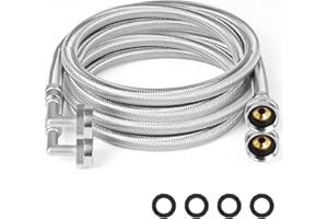 KEOKLE Washing Machine Hoses,5ft 2pack 3/4" Stainless Steel Braided Washer Hoses 90 Degree Eblow Burst Proof Water Supply Lines Universal Fit to Hot and Cold Connection