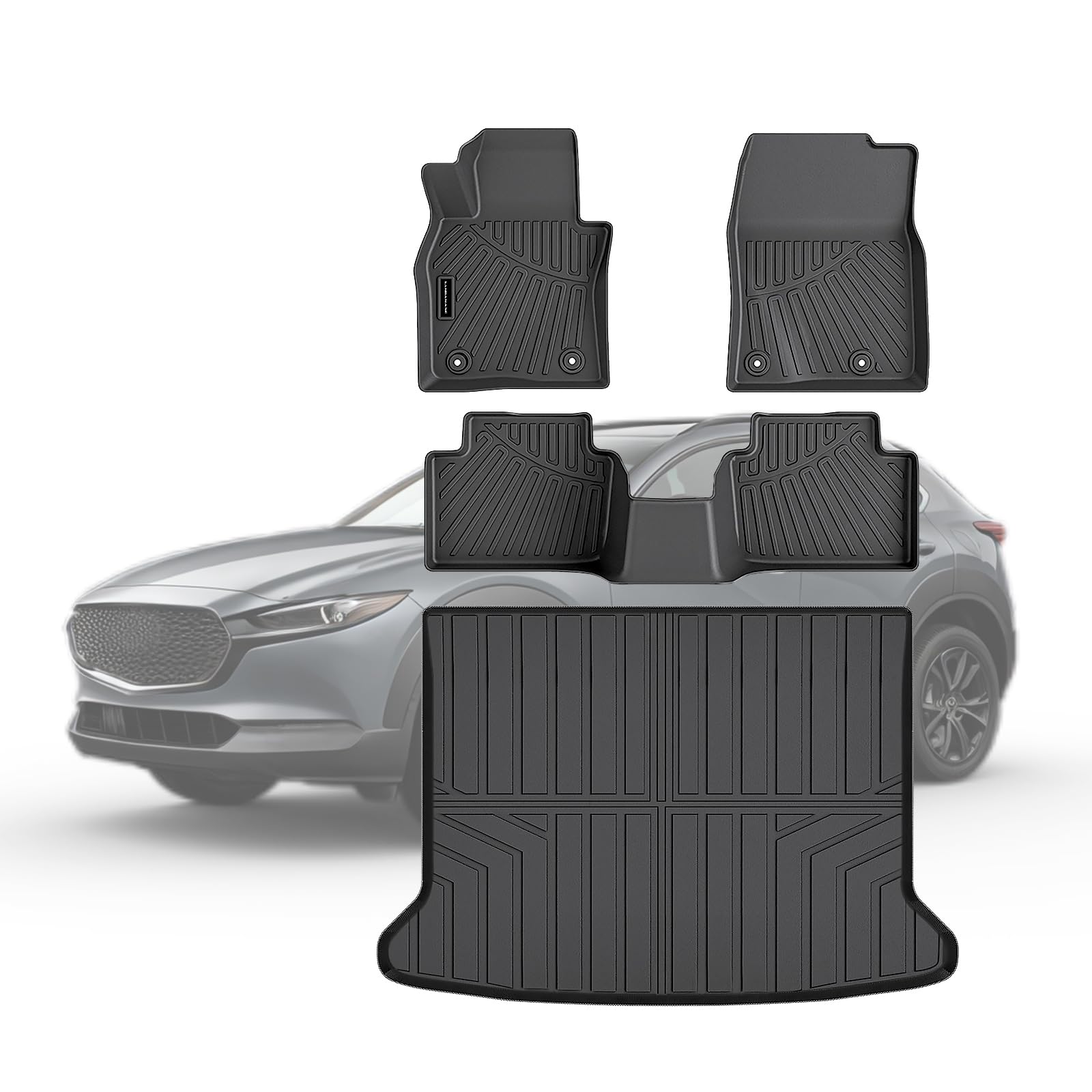 SANBAN-AXE TPE Floor Mats for 2019-2026 Mazda CX30(0nly fit Hatchback) All Weather Car Floor Liners Fit 2019-2026 Mazda CX30 Accessories Black Image