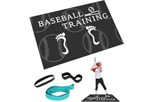 YGORTECH Baseball Hitting Mat, Baseball & Softball Batting Training Mat with Swing Trainer Bands, Portable Anti-Slip Baseball