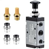 VIILOCK 4R210-08 Push Pull Valve 5/2 Way 1/4"NPT Air Valve for Cylinder | Pneumatic Air Hand Lever Valve