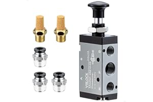 VIILOCK Pneumatic Air Hand Lever Valve, 5 Way 2 Position 1/4”NPT Solenoid Valve Manual Control Direct Driving Type Push-Pull 4R210-08