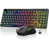 Redragon S156 Wireless Keyboard and Mouse with Tri-Mode, Mechanical Feel Keyboard and 4800 DPI 61G Ultra-Light Gaming Mouse, RGB Backlit, 4 Macro Keys, Long Battery Life for PC, Mac, Ideal for Gamer