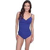 Profile by Gottex Solid Elegant and Classy V-Neck Surplice Tankini Bathing Suit Top with Soft Cups and Adjustable Straps