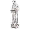 Alpine Corporation 45" Tall Outdoor Saint Francis Birdbath Statue Yard Art Decoration, Light Gray
