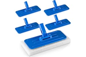 Maxdot 5 Pcs Utility Pad Holder 9" x 3.75" Threaded Swivel Universal Cleaning Scrub Pad Holder for 4.5" x 10" Multipurpose Cleaning Brush Mat Compatible with Threaded Handles (Blue)