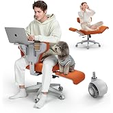 Newtral Freedom-X Criss Cross Chair with Wheels &amp; Amrests- Cross Legged Office Chair with Laptop Tray, Multi-Position Recliner Chair, Adjustable Ergonomic Chair, Relax, Work from Home