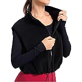 Unilexi Womens Full Zip Fleece Vest Stand Collar Sherpa Crop Sleeveless Coat Zipper Fitness Vest