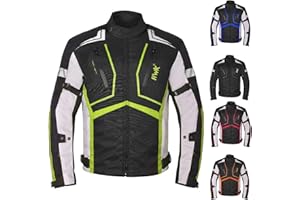 HWK Motorcycle Jacket for Men and Women Scorpion with Cordura Fabric for Enduro Motorbike Riding and Armor Foam Padding for Impact Protection, Dual Sport Motorcycle Jacket - Hi-Vis Green, X-Large