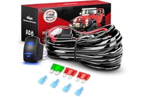 Nilight LED Light Bar Wiring Harness Kit 12AWG Heavy Duty 12V 5Pin Rocker Switch Laser On Off Waterproof Switch Power Relay Blade Fuse-2 Lead (10038W)