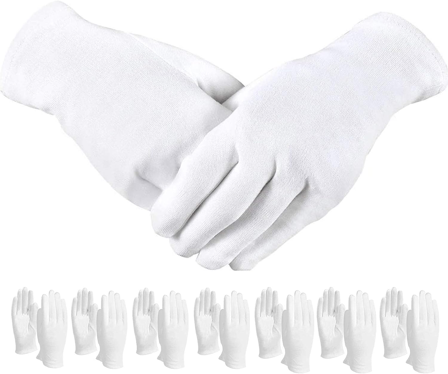 aoory 8 works White Cotton Gloves Soft Lightweight Work Anti-static Gloves for Cosmetic Spa Jewelry Inspection