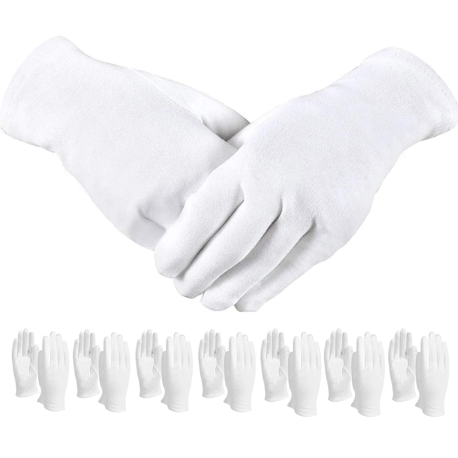 aoory 8 Pairs White Cotton Gloves Soft Lightweight Work Anti-static Gloves for Cosmetic Spa Jewelry Inspection