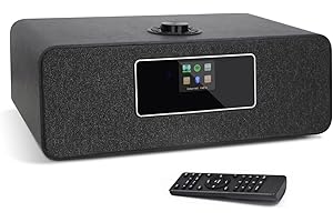 LEMEGA MS3 Stereo Smart Music System with Internet Radio, FM Digital Radio,Clock Radio,Spotify Connect,Bluetooth Speaker,WiFi Speaker,Headphone-Out,Alarms,Presets,Remote and App Control–Black Oak