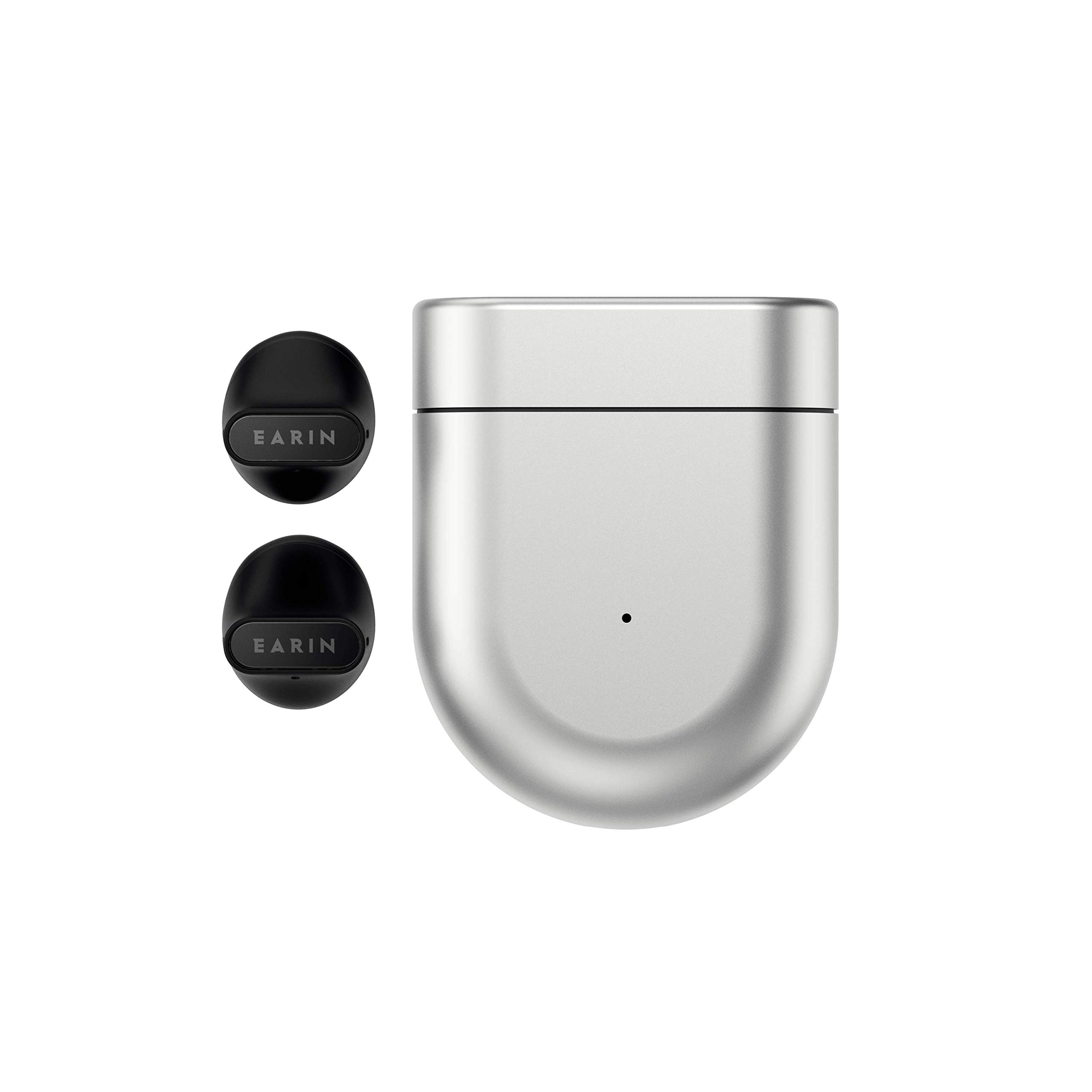 EARIN A-3 - The Original True Wireless Earphones - Open Design Comfortable Earbuds - Silver Aluminum Charging Case - 5 Hours of Playtime - Bluetooth - Wireless & USB-C Charging