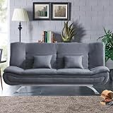 INMOZATA Linen Sofa Bed 3 Seater 188cm with Chrome Legs Grey view 5