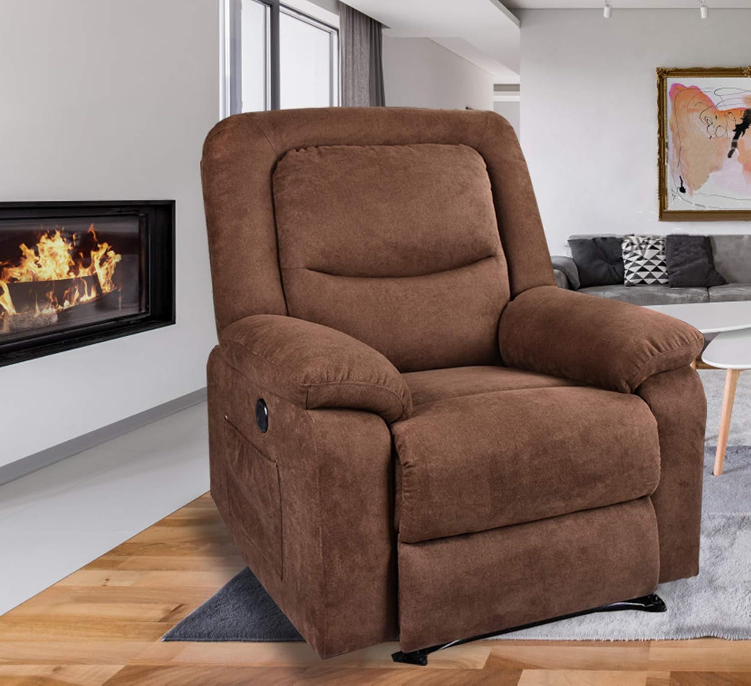 BINGTOO Power Recliner Chair with Heat and Massage, Linen