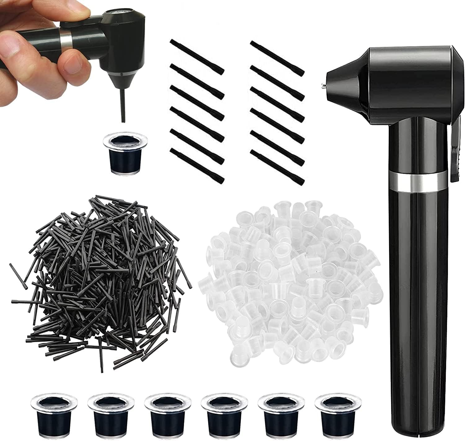 Tattoo Ink Mixer Machine 101Pcs Set, Unihuby Tattoo Pigment Mixer Machine with 50pcs Ink Mixing Sticks and 50pcs 11mm Ink Caps Cups Tattoos Pigment Agitator Machines Kit — image 1