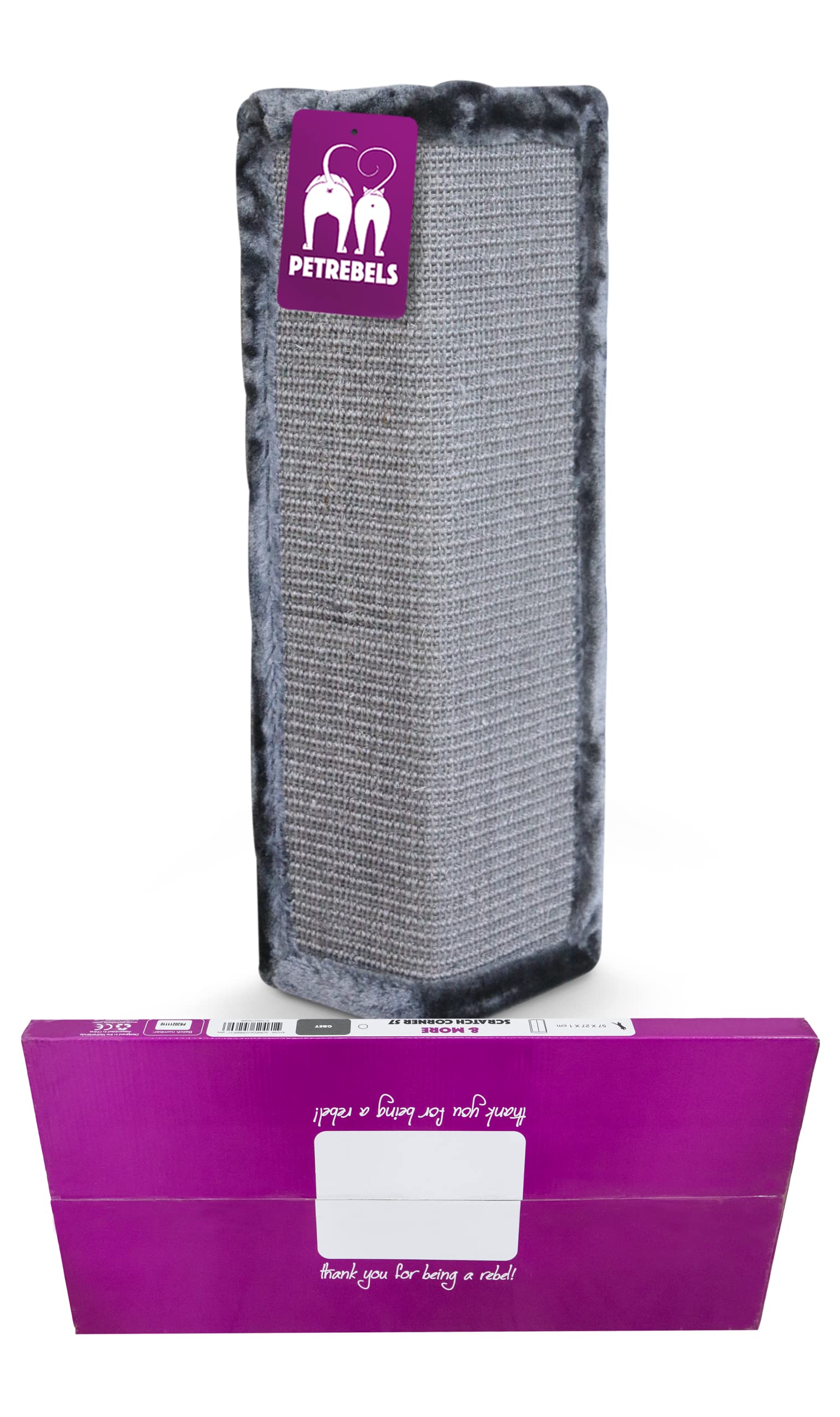 Petrebels Cat Scratching Board Corner Sisal Wall Scratcher Natural Sisal Carpet and Plush in Giftbox Scratch Corner 57 cm