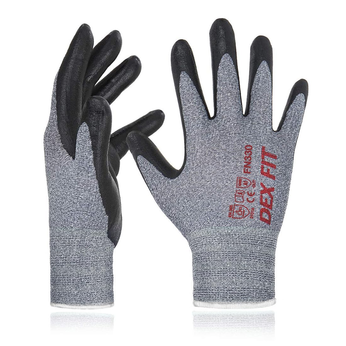 DEX FIT Nitrile Work Gloves FN330, 3D Comfort Stretch Fit, Firm Grip, Touchscreen, Thin & Lightweight, Breathable Foam Nitrile, Machine Washable; Grey 7 (S) 12 Pairs — image 1