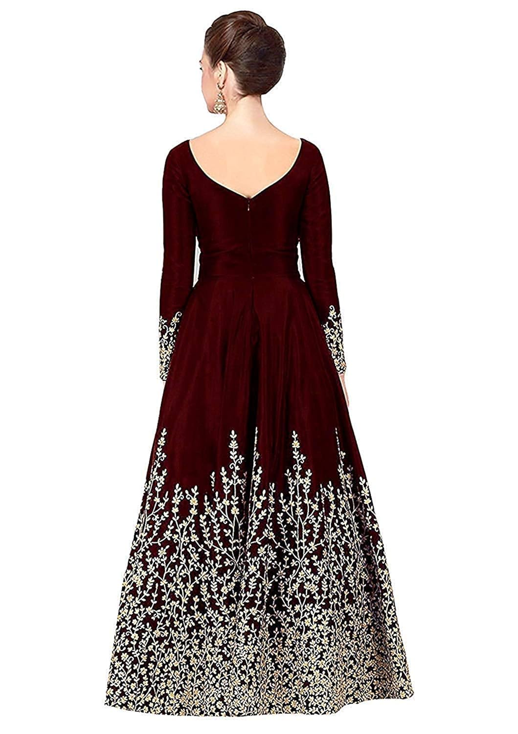 jay ambe textiles women's taffeta silk semi stitched gown