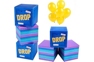 LaRandom 6 Pcs Video Game Llama Drop Boxes with 6 Balloons 7.5 Inch Video Game Party Supplies Birthday Decorations Large Cardboard Gift Box for Gamer Military Battle Graduation Party Favors Decor