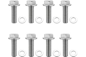 CZMZHFC 8 pcs Skid Plate Screws 304 Stainless Steel 12mm Hex Head Automotive Flat Washer Compatible with Toyota 4Runner Tacoma Tundra FJ Cruiser Sequoia Land Cruiser Parts 90080-11373 Replacement